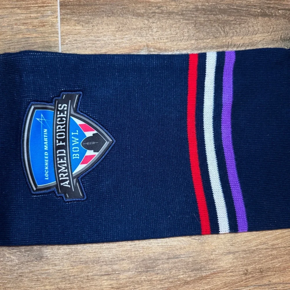Armed Forces Bowl Scarf Navy‎ Blue Purple White Red Stripe Fringed